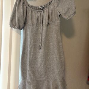 Almost Famous Gray Puff Sleeve Mini Dress
